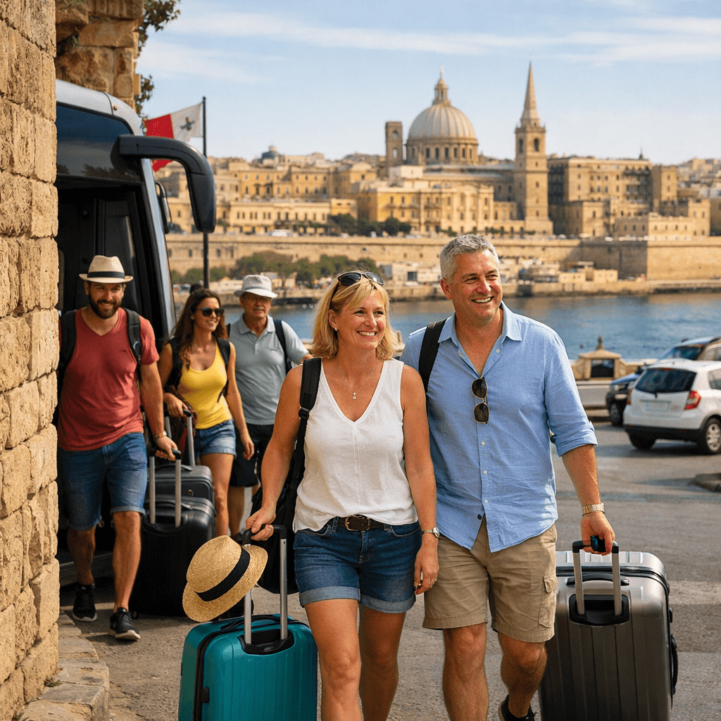 Bus Malta Airport – St. Julien’s, B. Qawra, Sliema, Valletta <font size="2"> (door to door)</font>